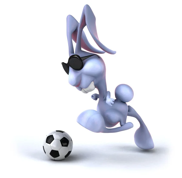 Fun rabbit with football ball — Stock Photo, Image