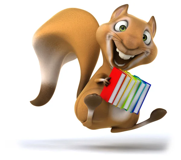 Zabawa wiewiórka z stos książek — Zdjęcie stockowe