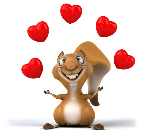 Esquilo divertido com corações — Fotografia de Stock
