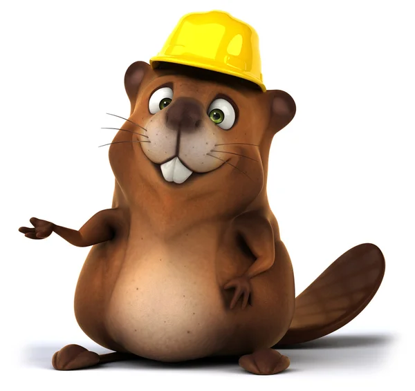 Fun beaver in hard hat — Stock Photo, Image