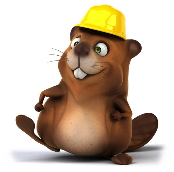 Fun beaver in hard hat — Stock Photo, Image