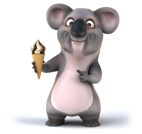 Fun koala with ice cream — Stock Photo, Image