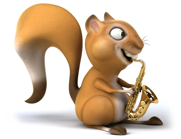 Esquilo divertido com saxofone — Fotografia de Stock