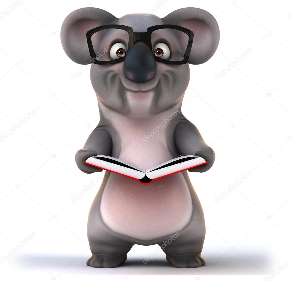 Fun koala with book
