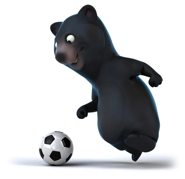 Urso divertido com bola de futebol — Fotografia de Stock