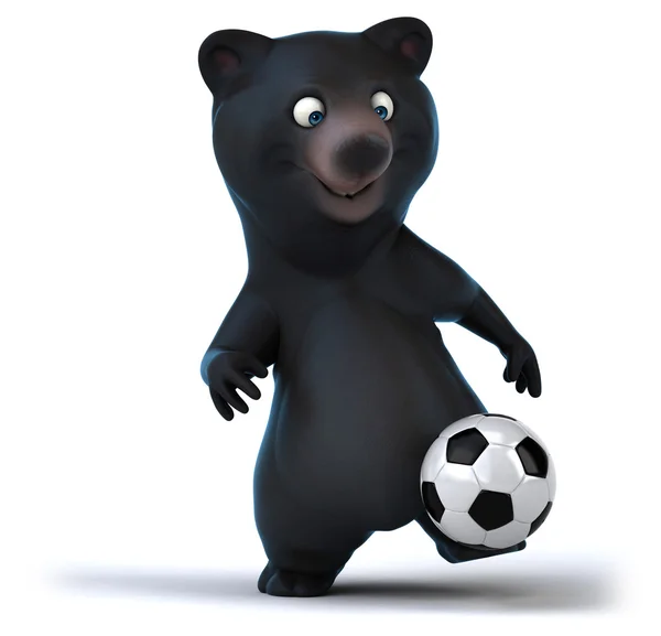 Urso divertido com bola de futebol — Fotografia de Stock