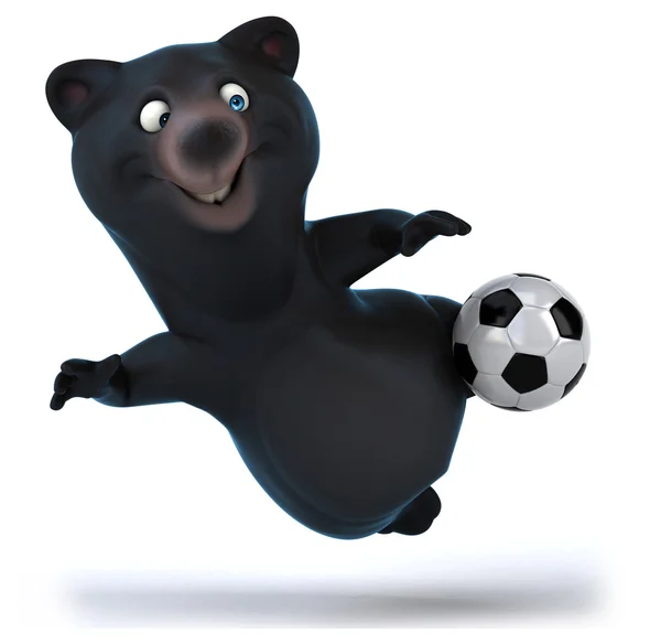 Urso divertido com bola de futebol — Fotografia de Stock