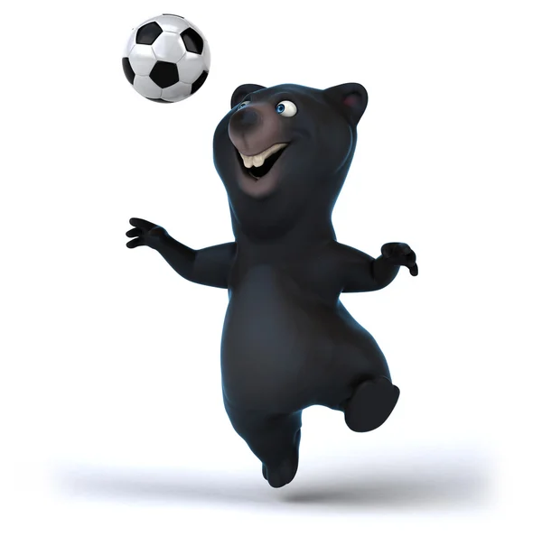 Urso divertido com bola de futebol — Fotografia de Stock