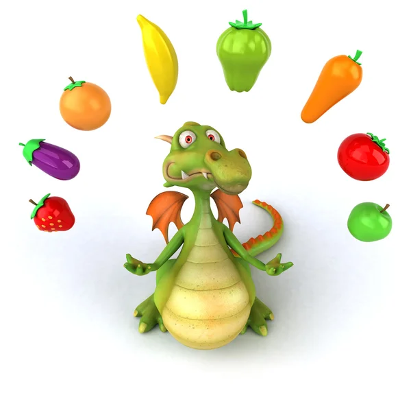 Веселий дракон з фруктами та овочами — стокове фото