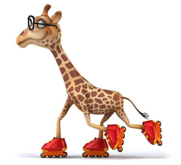 Girafe amusante sur patins à roulettes — Photo