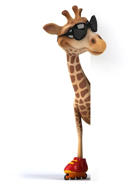 Spaßgiraffe auf Rollschuhen — Stockfoto