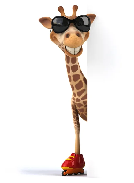 Веселый жираф на роликовых коньках — стоковое фото