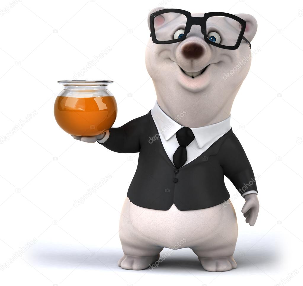 Fun bear in suit and glasses