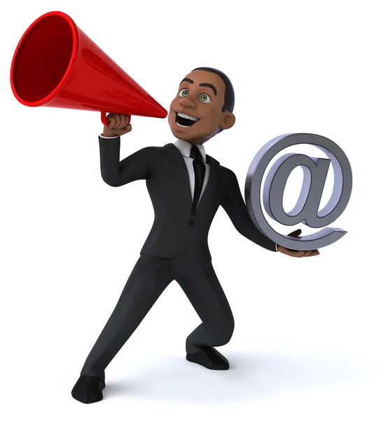 Fun businessman with email symbol — Stock Photo, Image