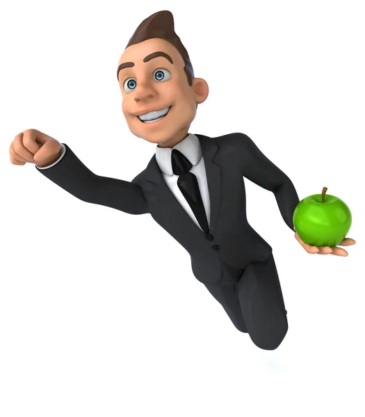 Fun businessman with an apple — Stock Photo, Image