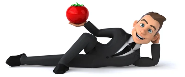 Fun businessman with tomato — Stock Photo, Image