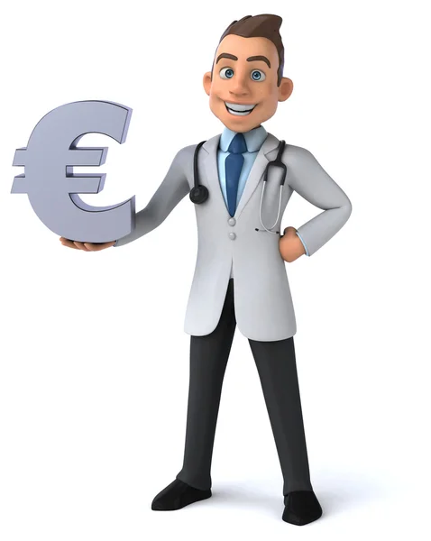 Fun doctor with euro sign — Stock Photo, Image