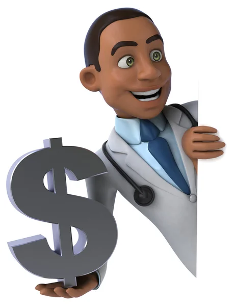 Dolar işaretli eğlenceli doktor. — Stok fotoğraf