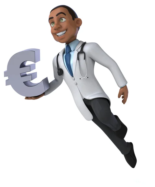 Fun doctor with euro sign — Stock Photo, Image