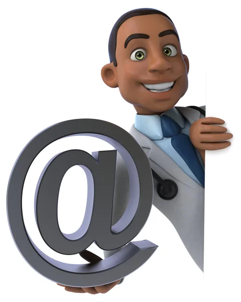 Médico divertido com sinal de e-mail — Fotografia de Stock