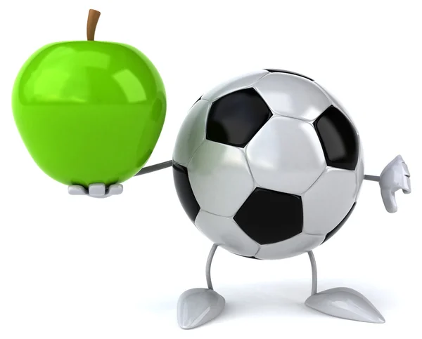 Voetbal bal met groene apple — Stockfoto