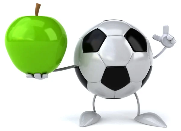 Pelota de fútbol con manzana verde — Foto de Stock