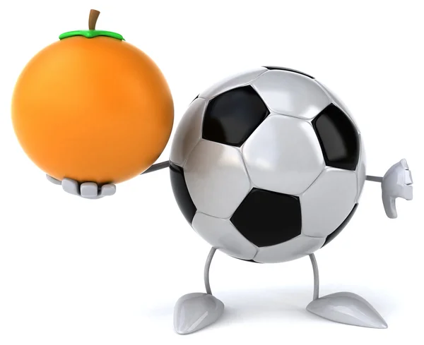 Pelota de fútbol con una naranja — Foto de Stock