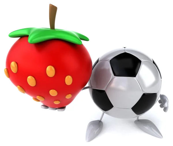 Pallone da calcio con fragola — Foto Stock