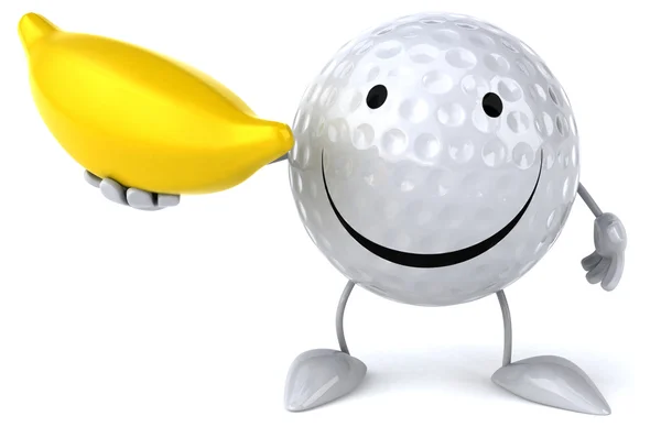 Cartoon Golf ball with banana — Stock Photo, Image