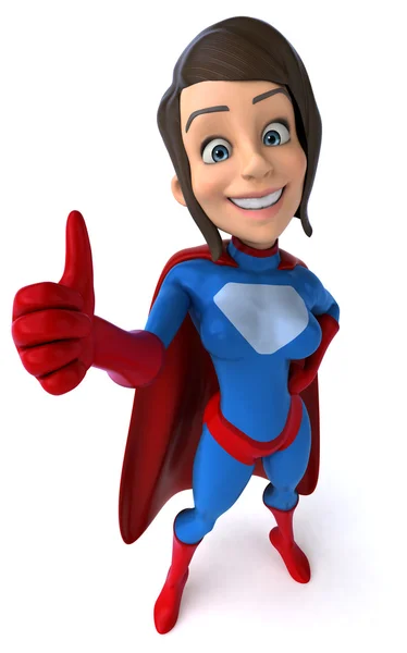 Divertido super-herói feminino com polegar até gesto — Fotografia de Stock