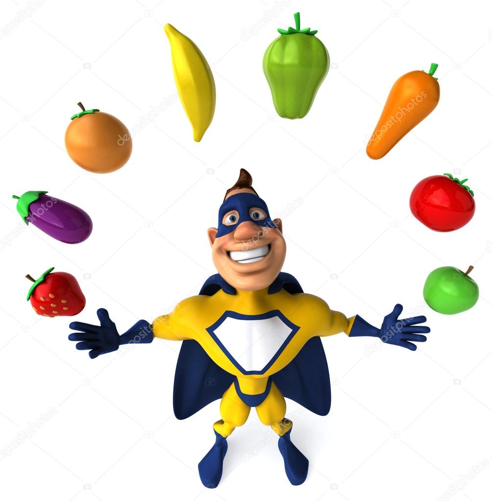 Fun superhero  with healthy food