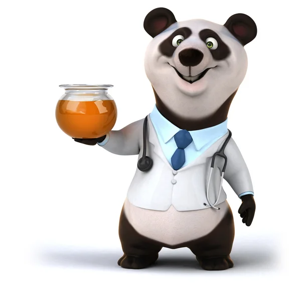 Весела панда лікар з медом — стокове фото