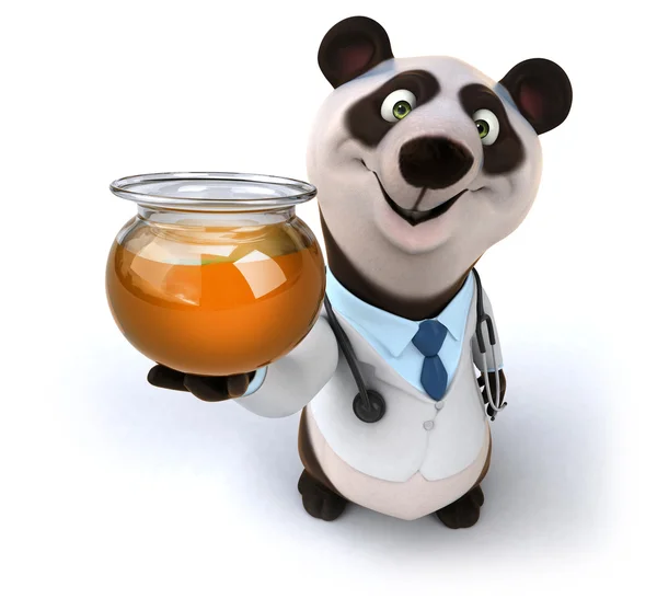 Весела панда лікар з медом — стокове фото
