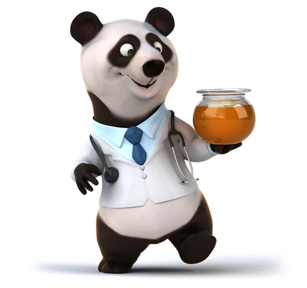 Fun panda doctor with honey — Stock Photo, Image