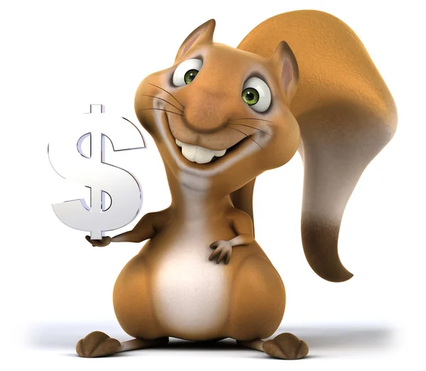 Fun squirrel with  dollar sign — Stock Photo, Image