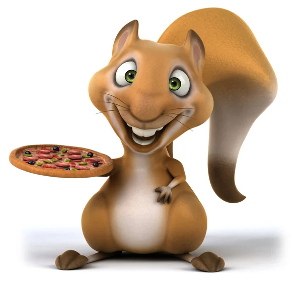 Fun squirrel with pizza — Stock Photo, Image