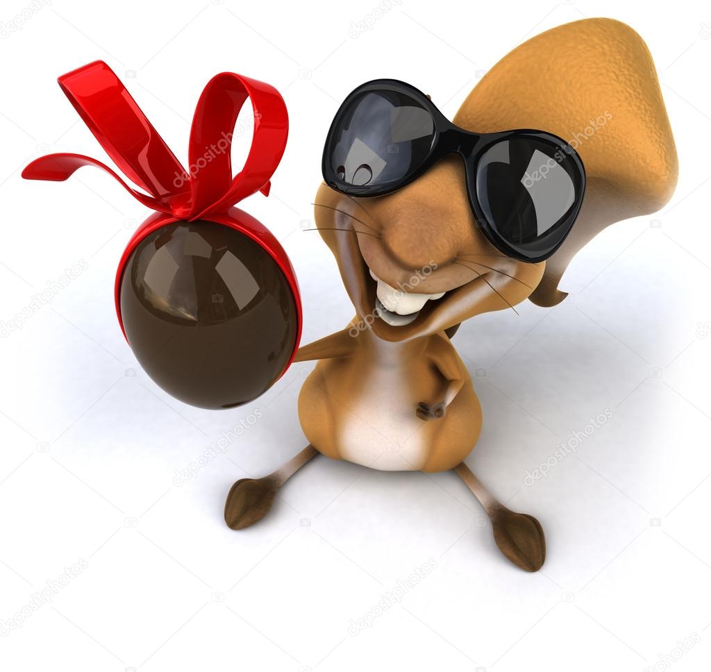 Fun squirrel with a chocolate Easter egg — Stock Photo © julos 63981061