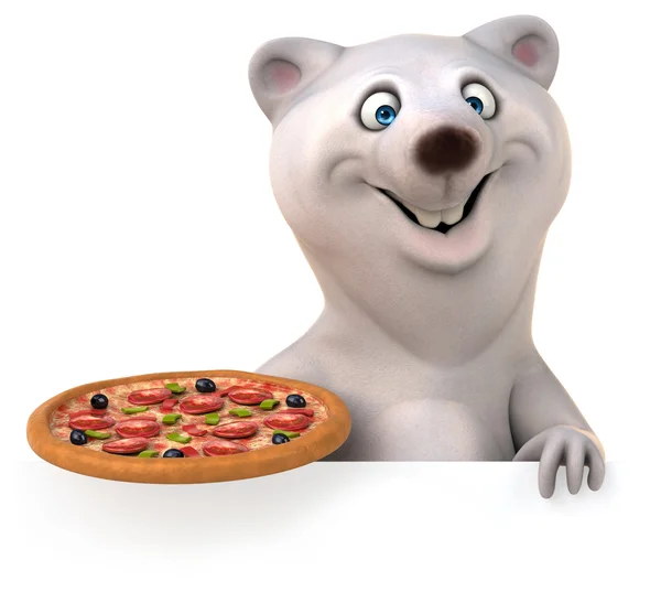 Fun bear with pizza — Stock Photo, Image