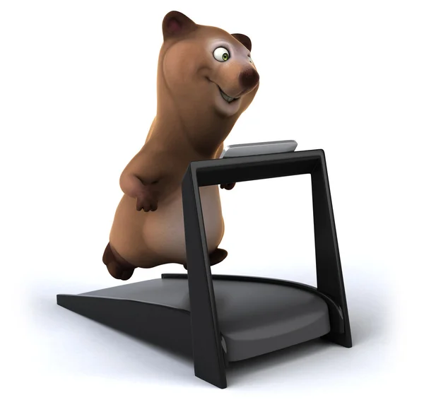 Веселий ведмідь на біговій доріжці — стокове фото