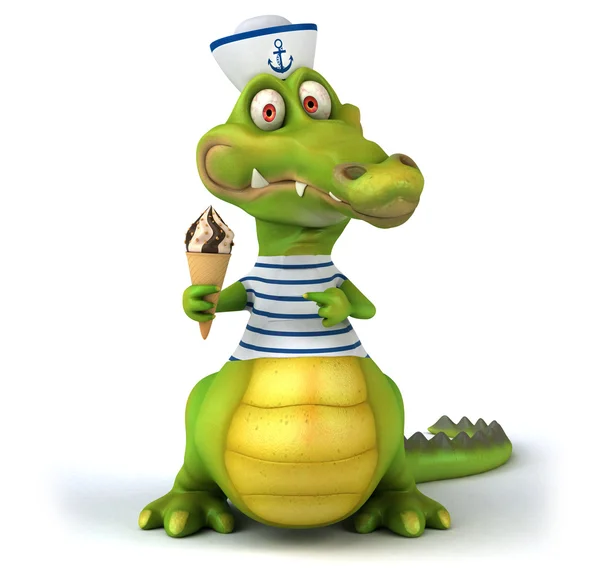 Fun crocodile with ice cream — Stock Photo, Image