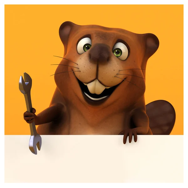 Fun beaver with tool — Stock Photo, Image