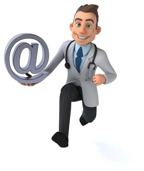 Médico divertido com sinal de e-mail — Fotografia de Stock