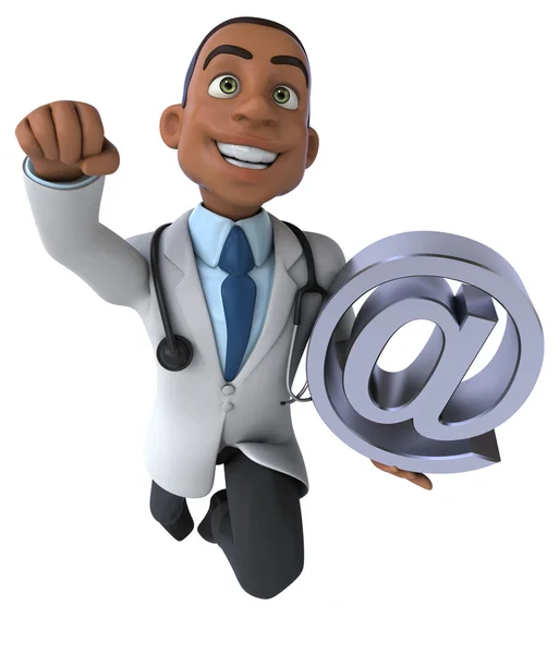 Médico divertido con signo de correo electrónico —  Fotos de Stock