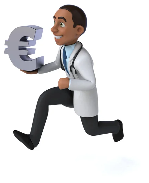 Fun doctor with euro sign — Stock Photo, Image