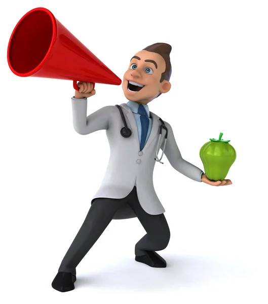 Fun doctor with apple — Stock Photo, Image