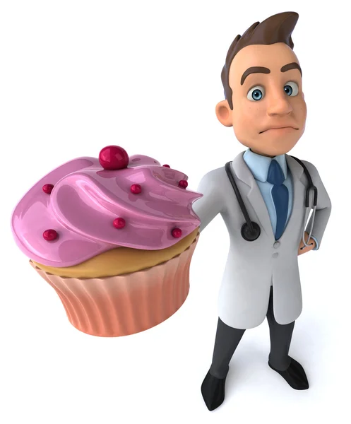 Leuke cartoon arts met een cupcake — Stockfoto