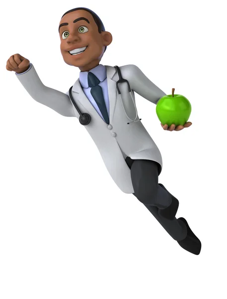 Médecin amusant avec pomme — Photo