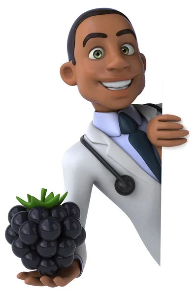 Fun cartoon doctor with blackberry — Stock Photo, Image