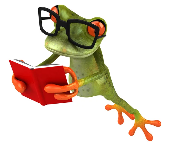 Fun frog with book — Stock Photo, Image