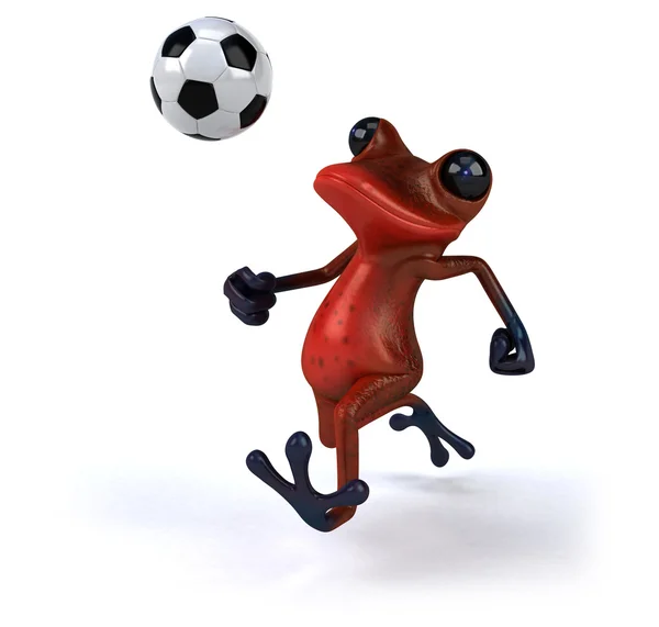 Rolig groda med fotboll boll — Stockfoto